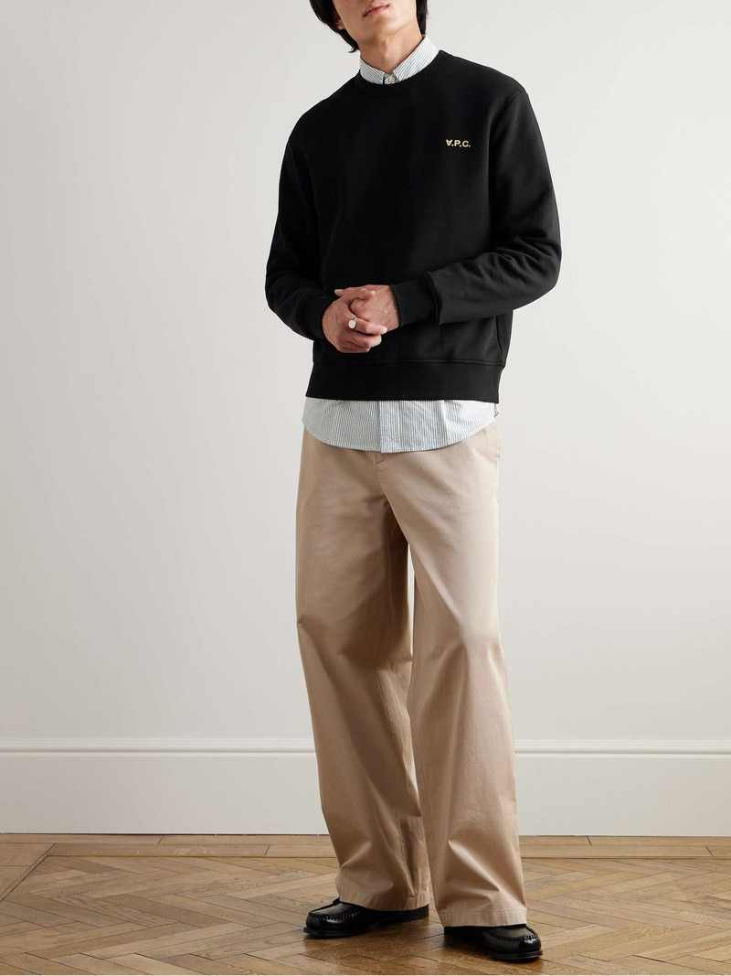 A.P.C. Logo-Flocked Organic Cotton-Jersey Sweatshirt outlook