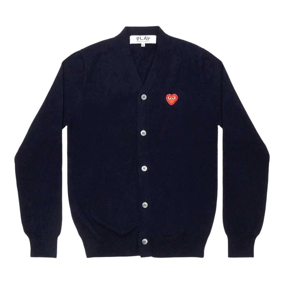 Rhinestone Red Heart V-Neck Cardigan Unisex - 1