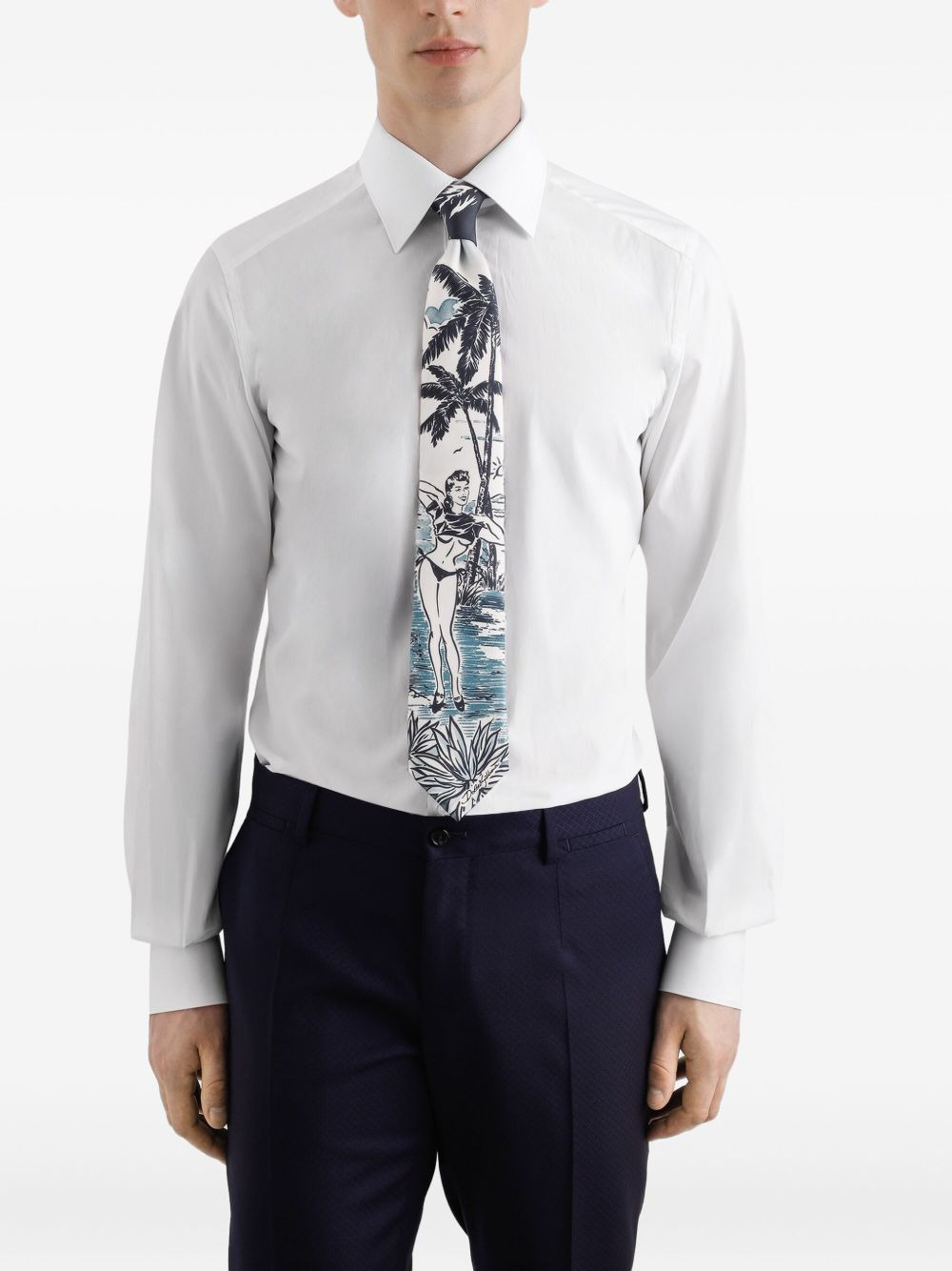 illustration-print tie - 3