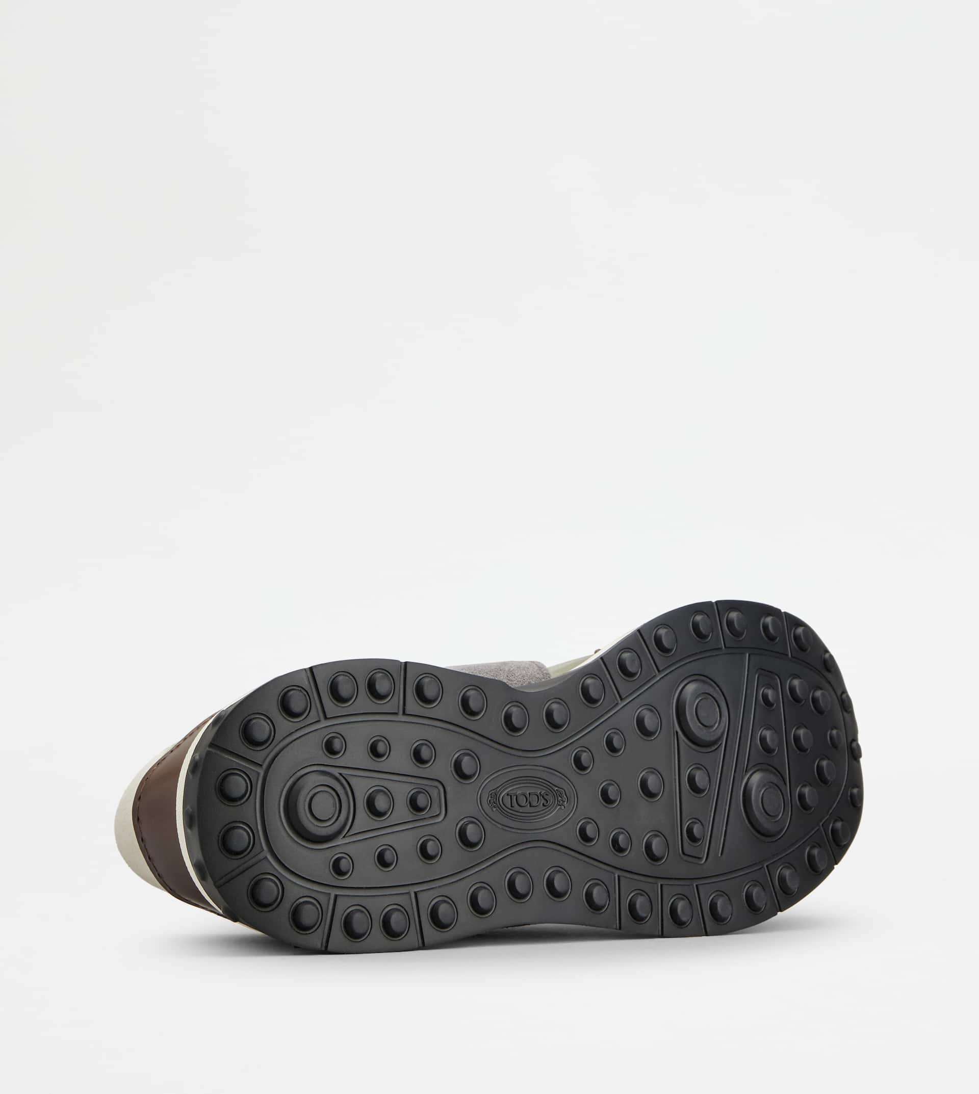 SNEAKERS IN LEATHER AND TECHNICAL FABRIC - GREEN, GREY, OFF WHITE - 4