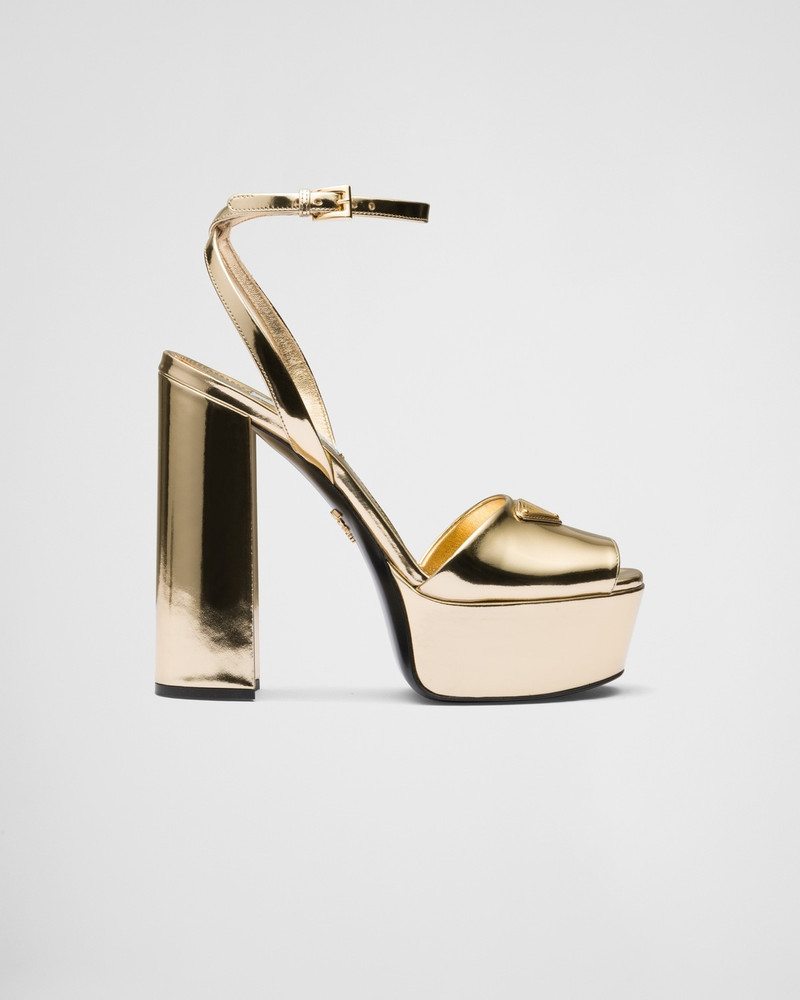 Metallic leather platform sandals 1