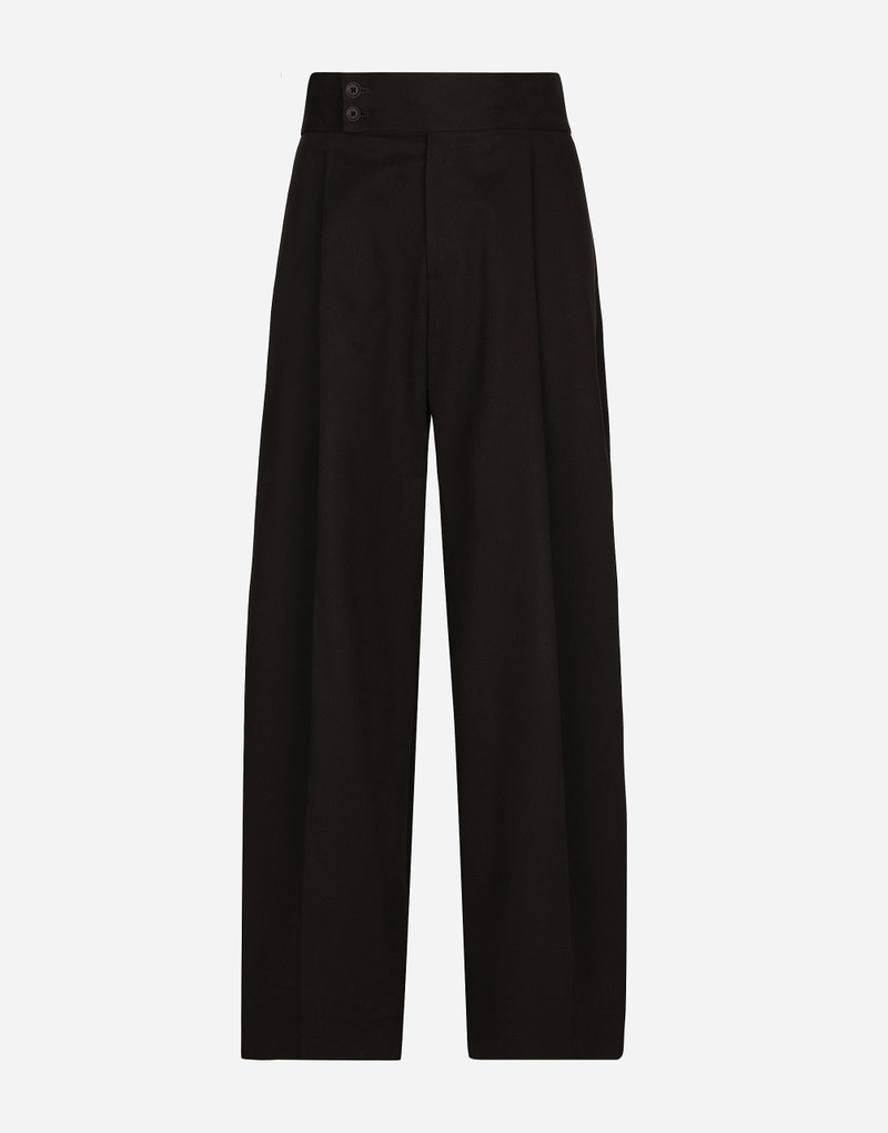 Tailored cotton pants with darts 1