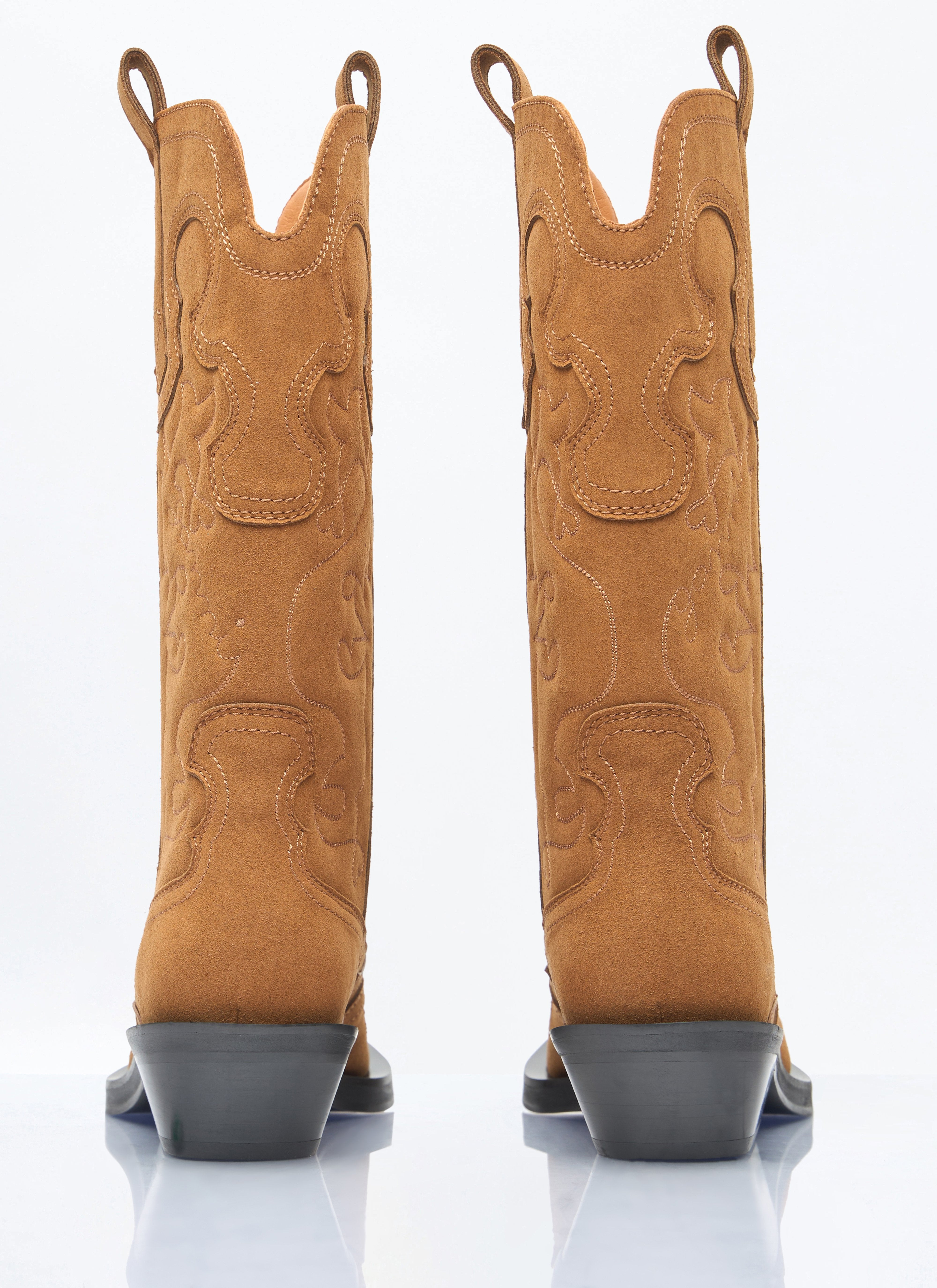 Ganni Women Mid Shaft Embroidered Western Boots - 5