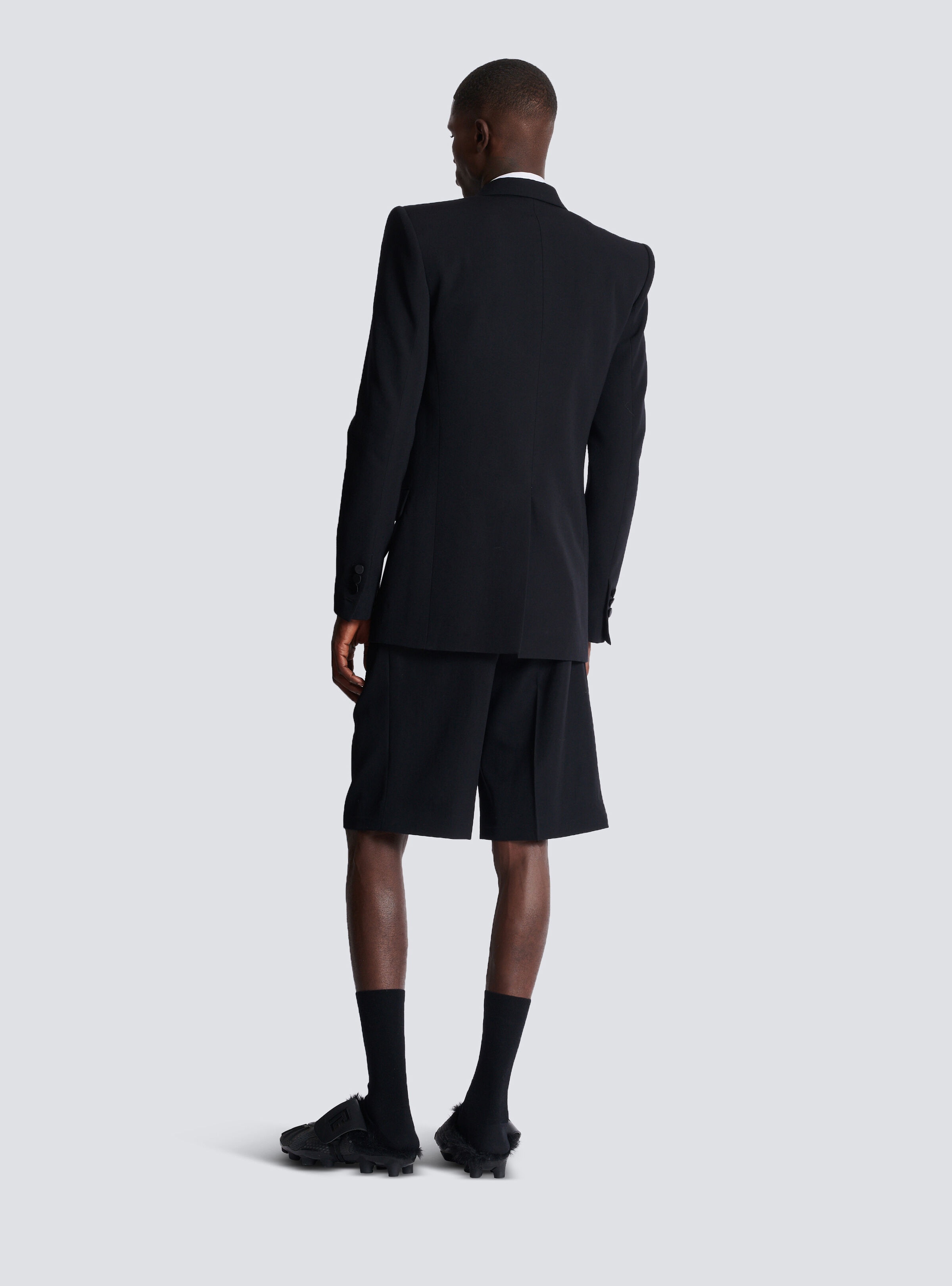 Grain de poudre blazer with satin lapels - 4