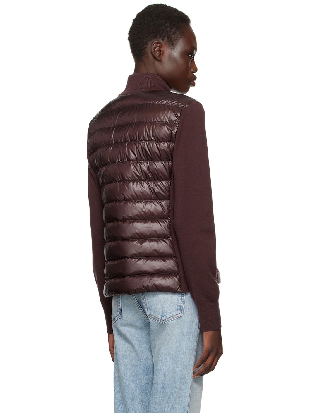 Burgundy Padded Wool Down Jacket - 3
