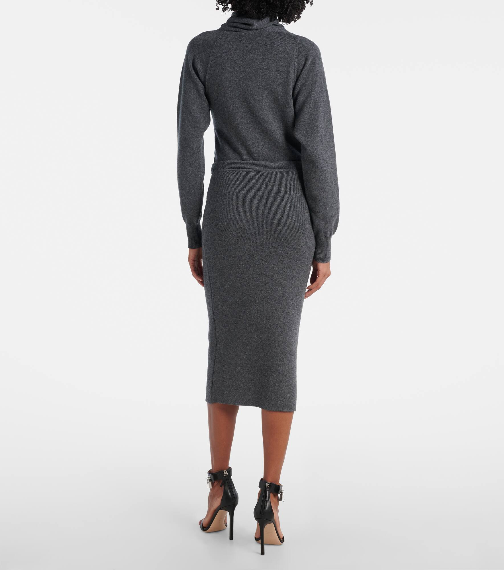 Cashmere and cotton-blend midi skirt - 3