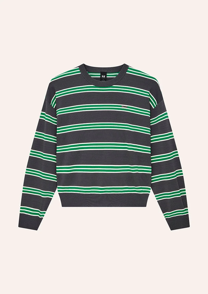RETREAT STRIPE SWEATER IN IRON STRIPE - 1