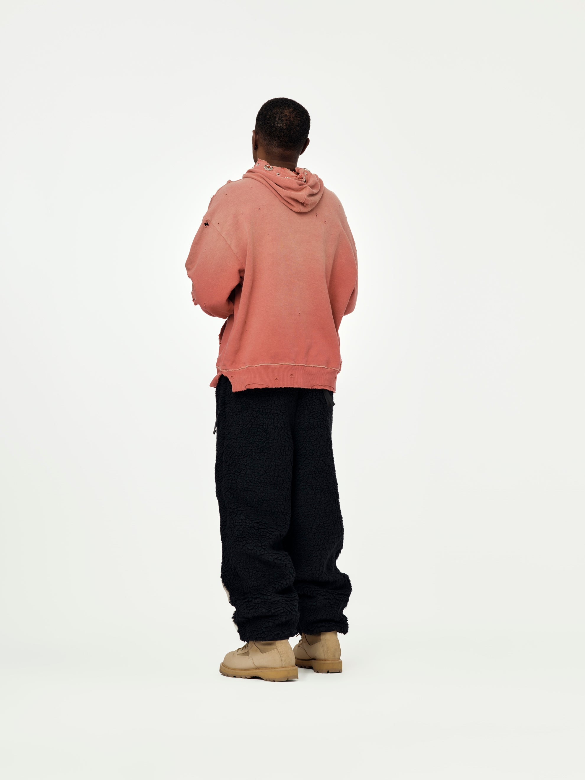 SWT KNIT THRILLER DAMAGED HOODIE (STUDS) (RED) - 5