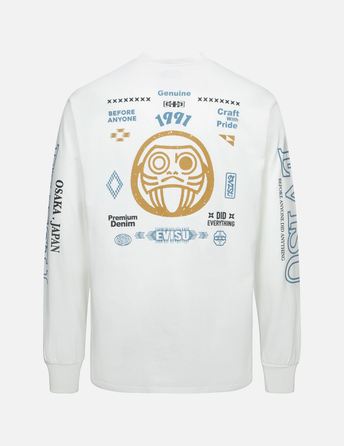 Daruma and Logo Print Fashion Fit Long-Sleeve T-Shirt - 2