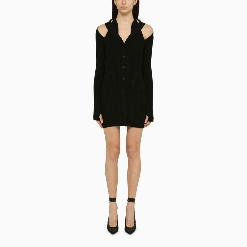 Black ribbed mini dress with cut out 1