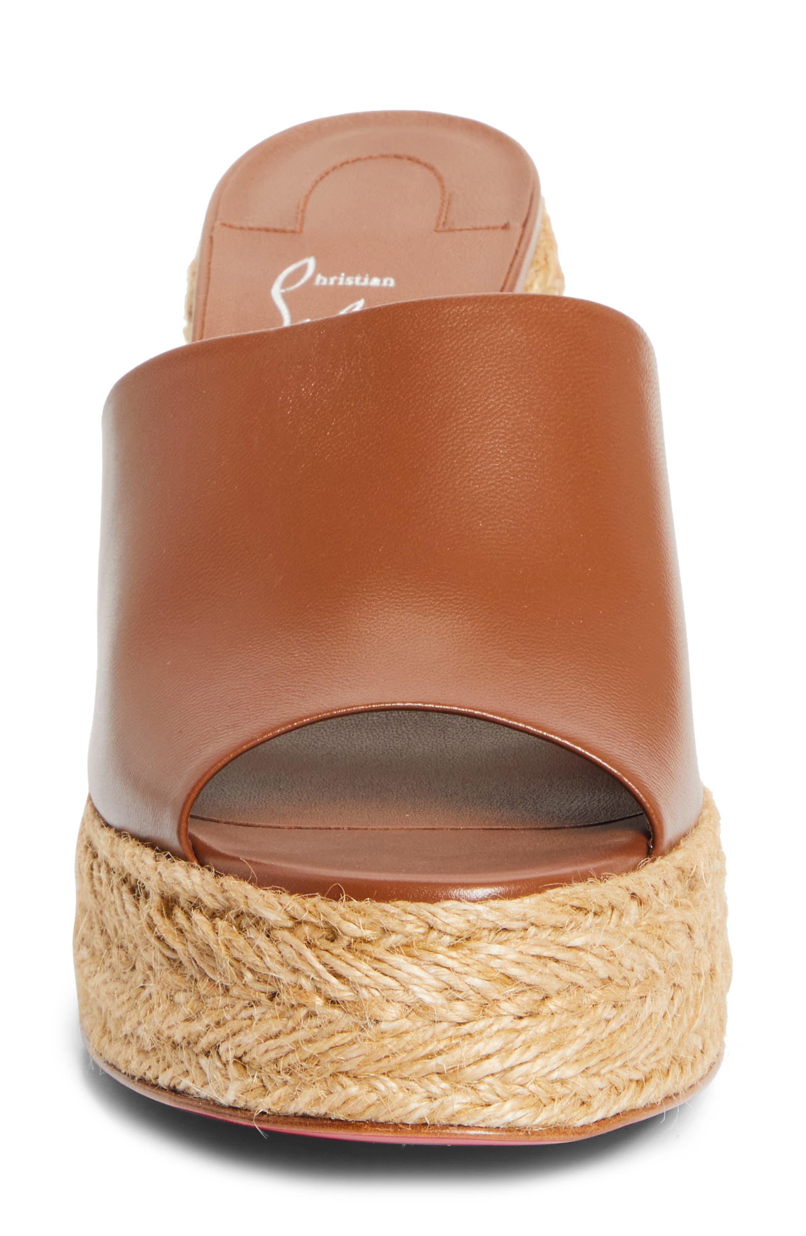 Christian Louboutin Calakala Espadrille Platform Slide Sandal in Cuoio/Lin Cuoio at Nordstrom - 4