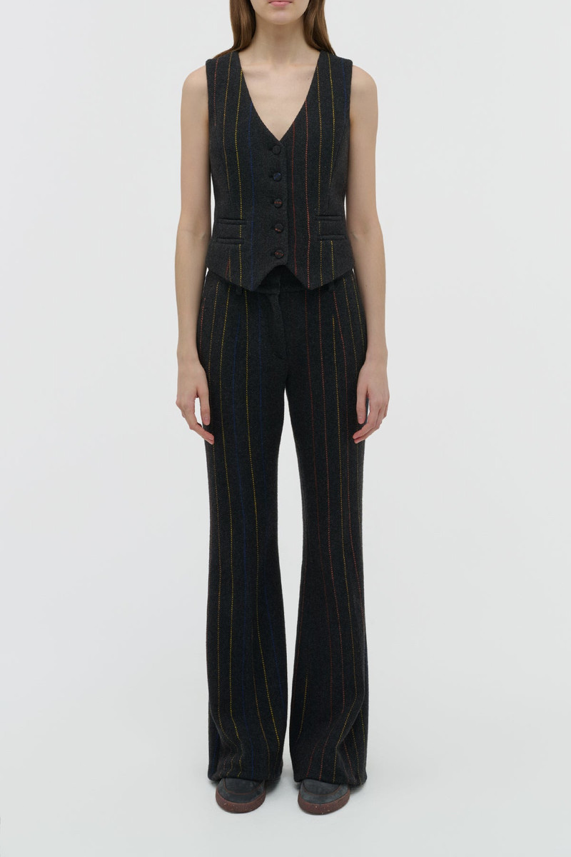 GABRIELA HEARST Coleridge Vest in Charcoal Multi Pinstripe Wool Cashmere outlook