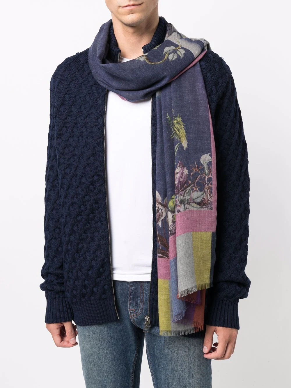 floral-print cashmere-blend scarf - 2