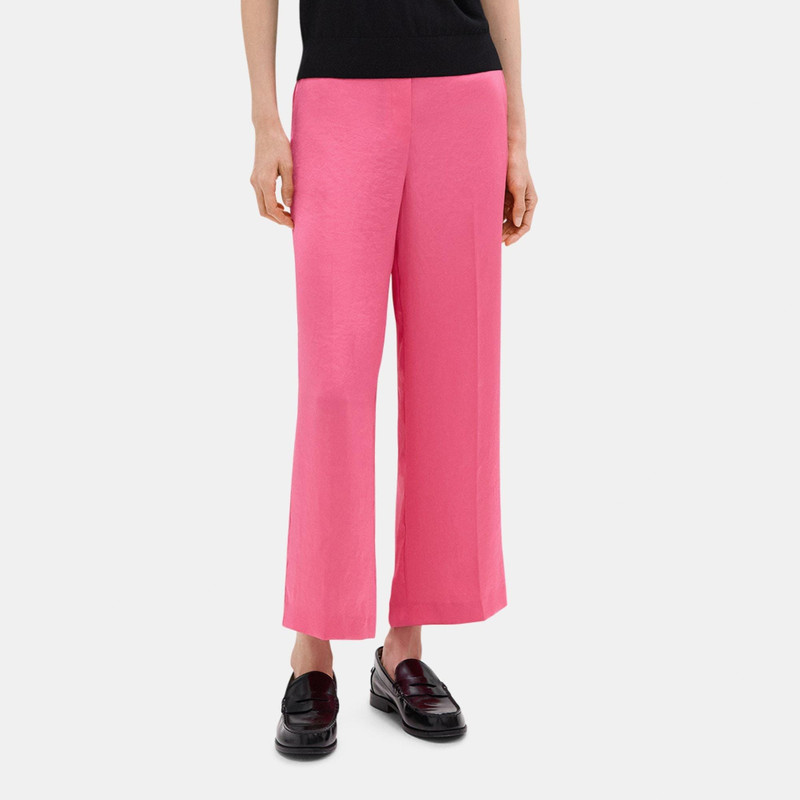 Theory Wide Leg Pull-On Pant in Crushed Satin outlook