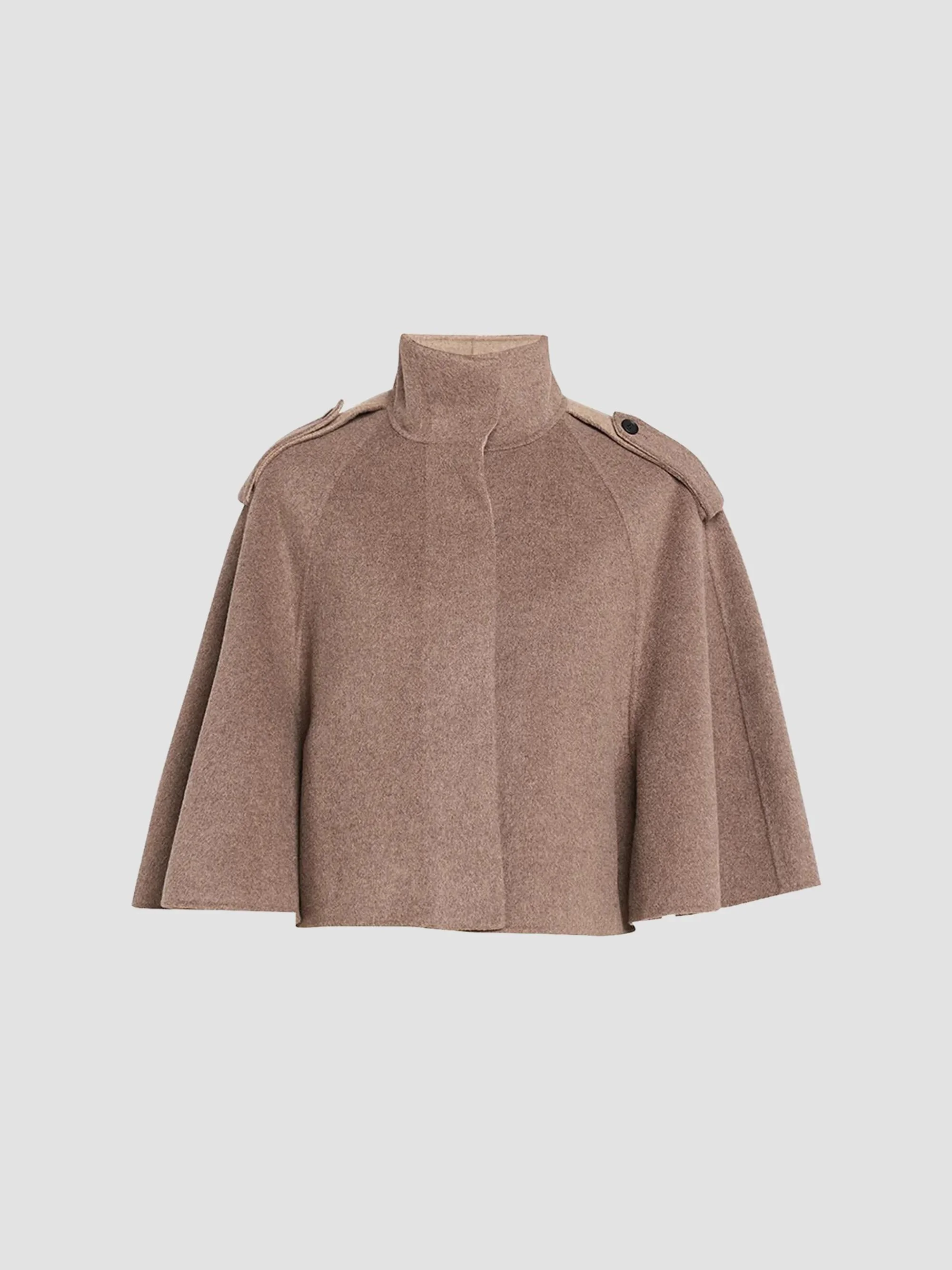 Women's Yara Wool-Blend Cape Jacket - Mushroom Melange - 1