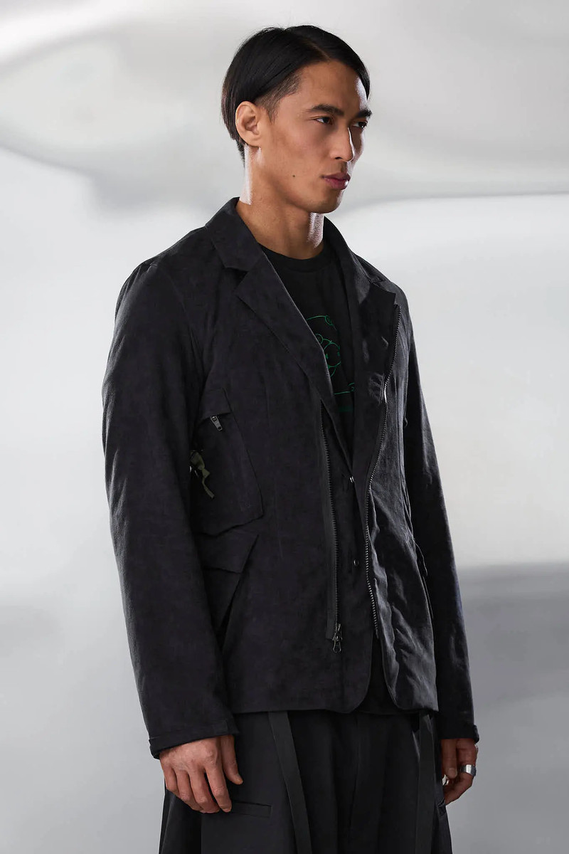 J29-TO Scrim Laced Ultra-Microfiber Blazer Black 39