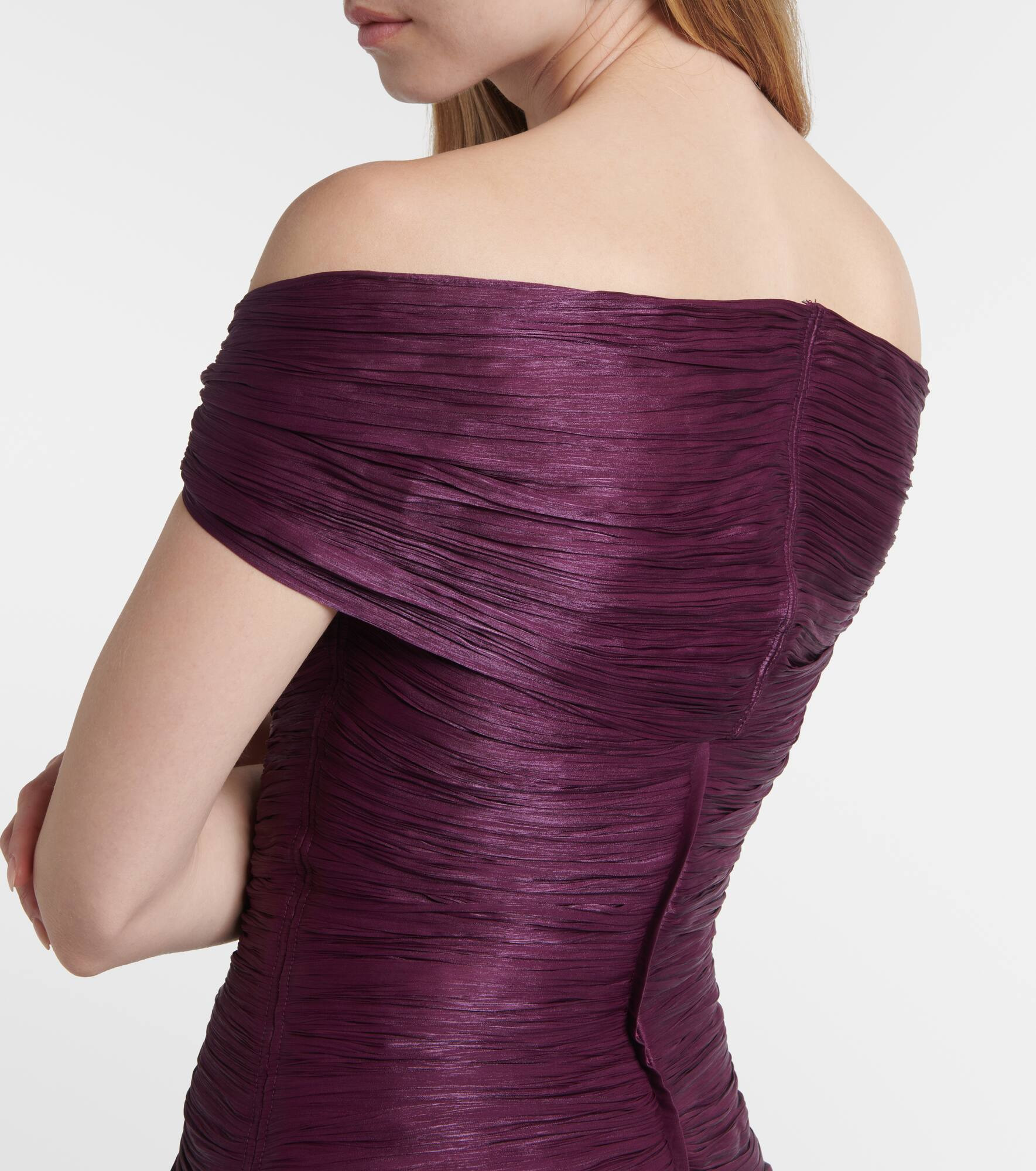 Off-shoulder crêpe bustier gown - 6