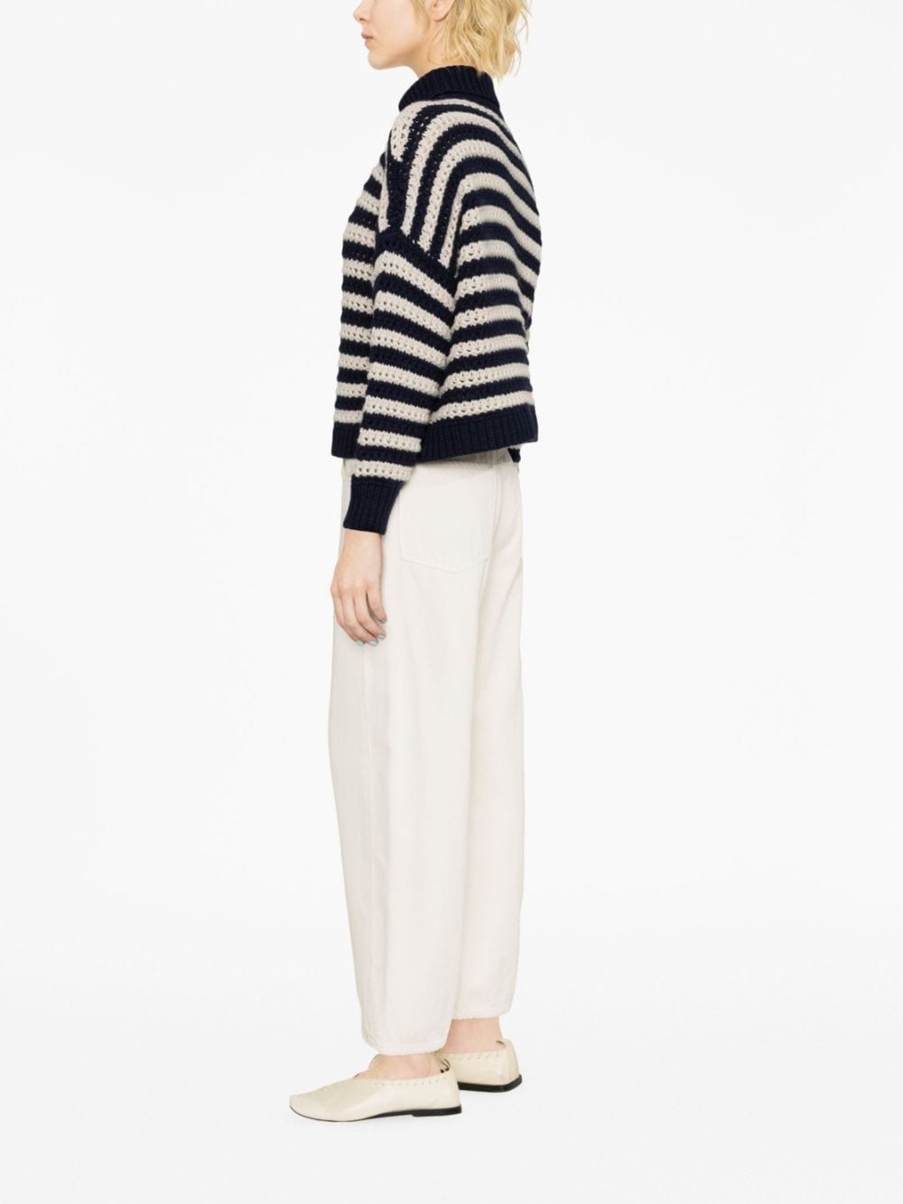 stripe-print turtleneck jumper - 4