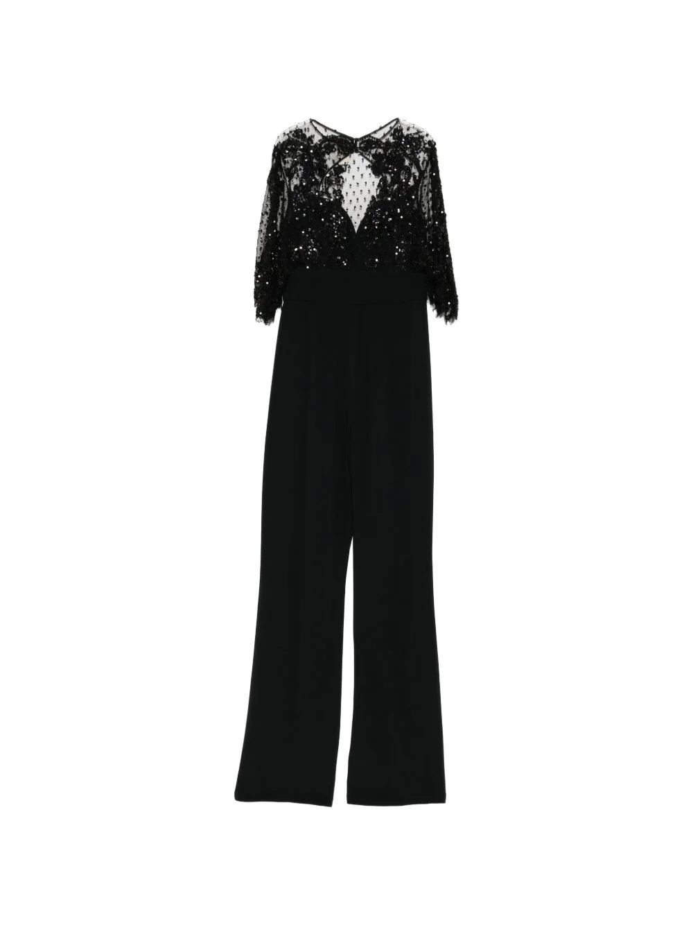 lace-cape embellished jumpsuit - 1