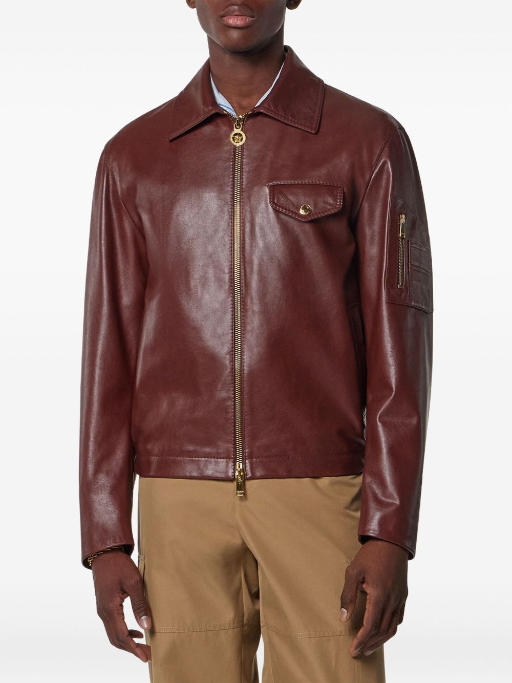 biker-style leather jacket - 3