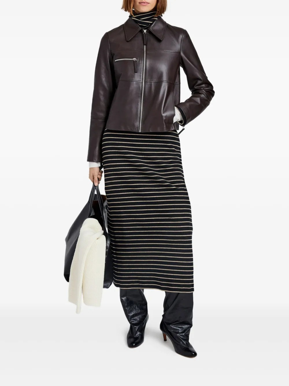 Annabel Jacket in Leather- Chocolate - 2