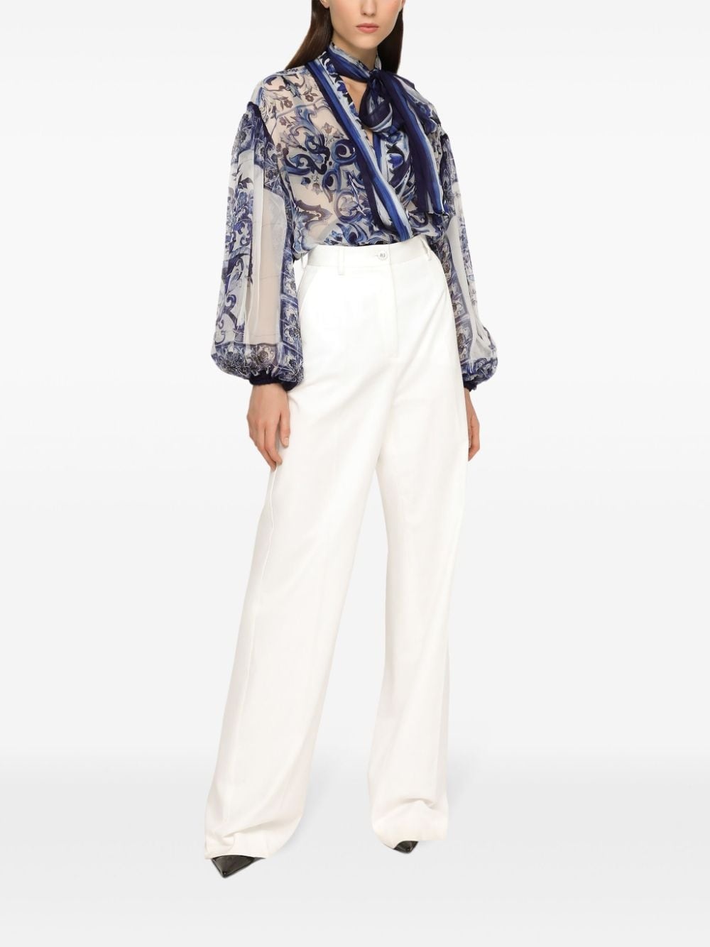 tie-neck silk blouse - 2