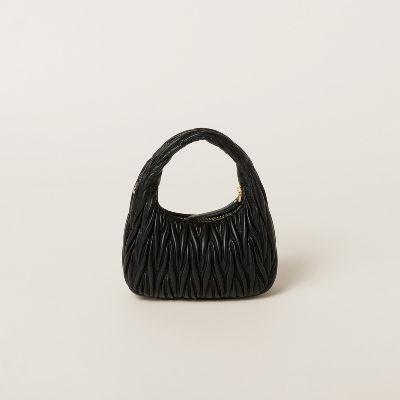 Miu Miu Wander matelassé nappa leather mini hobo bag outlook