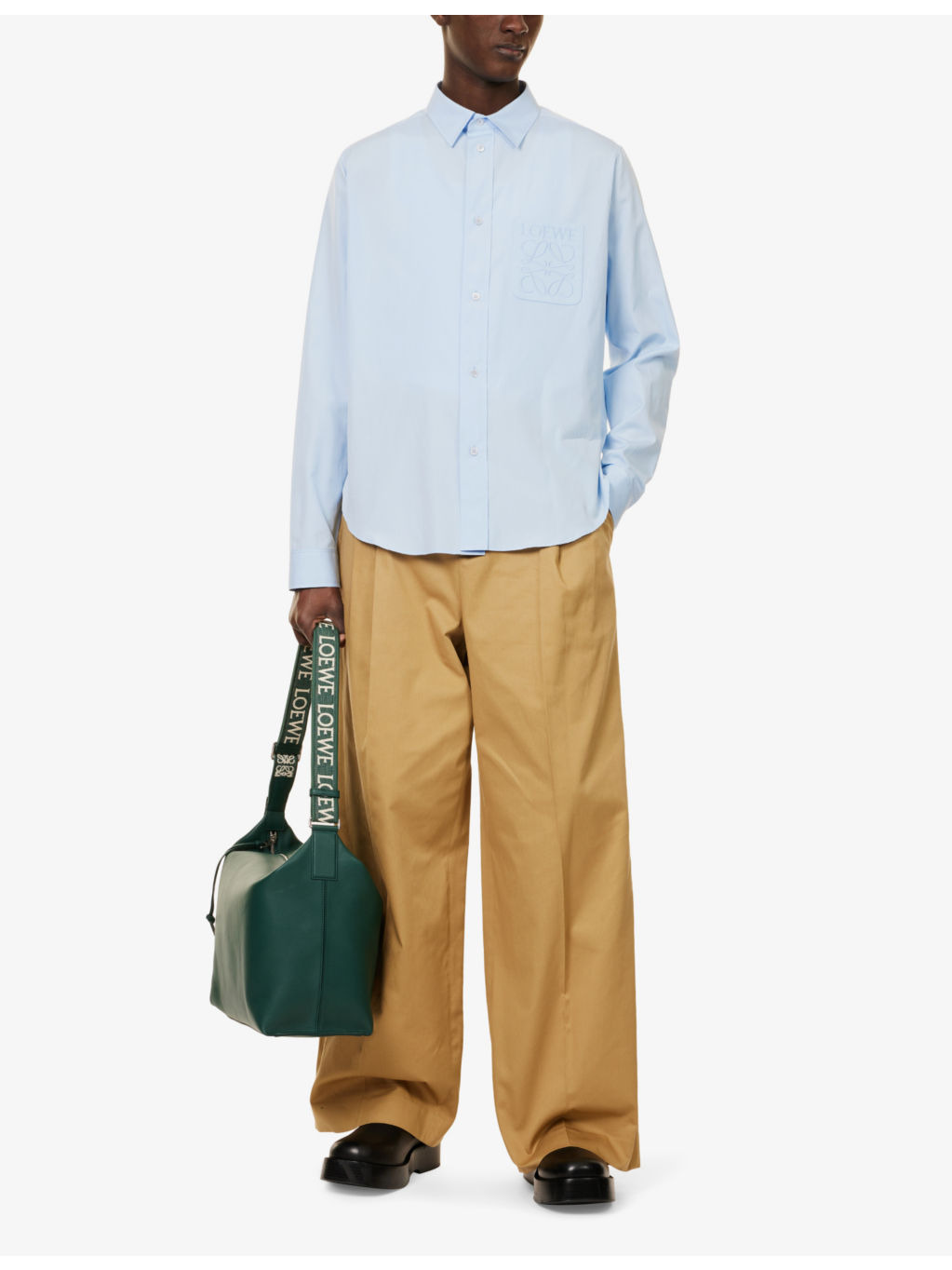 Brand-Embroidered Spread-Collar Cotton Shirt - 2
