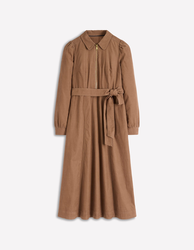Adelaide Zip Cord Midi Dress-Latte 1