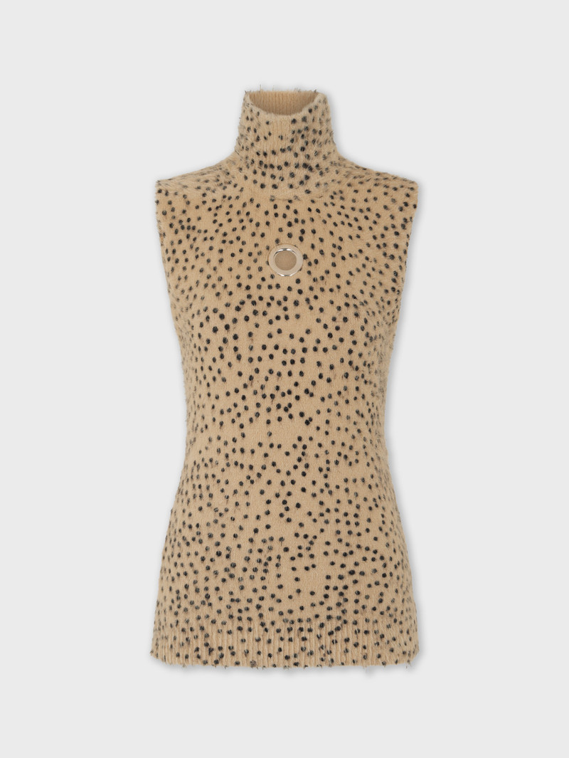 TURTLE-NECK SLEEVELESS TOP IN BRUSHED KNIT 1