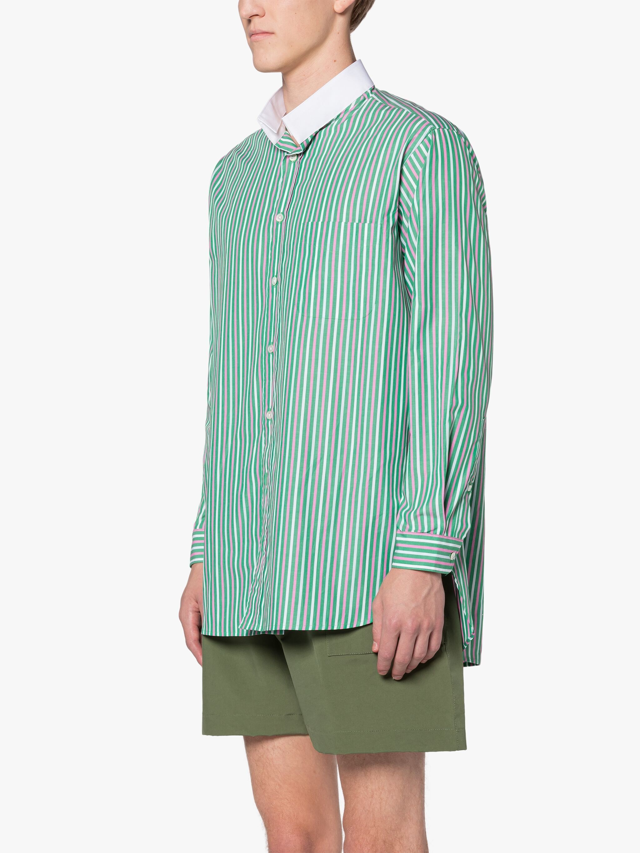 ROMA GREEN & PINK STRIPE BUTTON DOWN SHIRT - 3