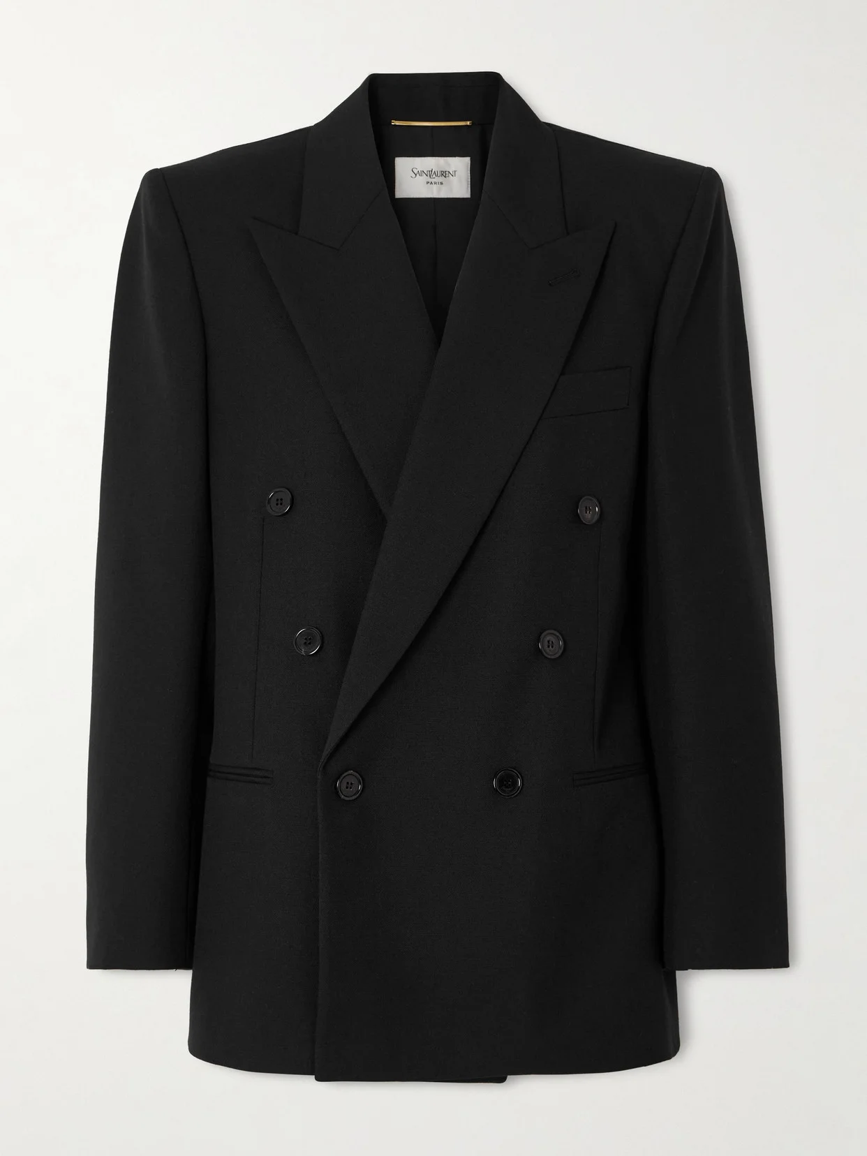 Double-breasted Grain De Poudre Wool Blazer - 1