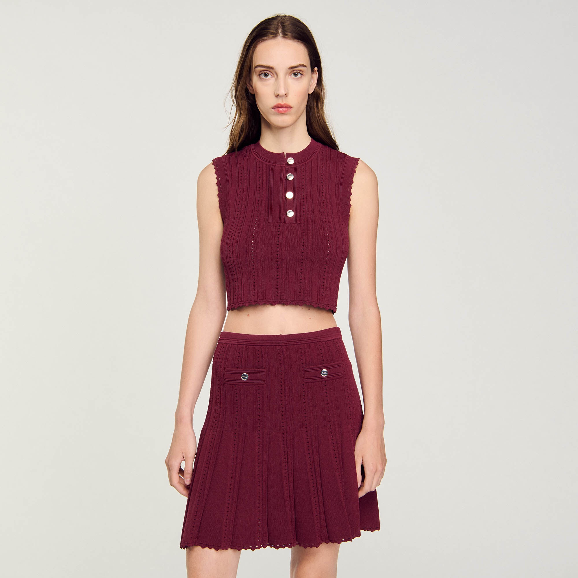 SLEEVELESS SHORT SWEATER - 5