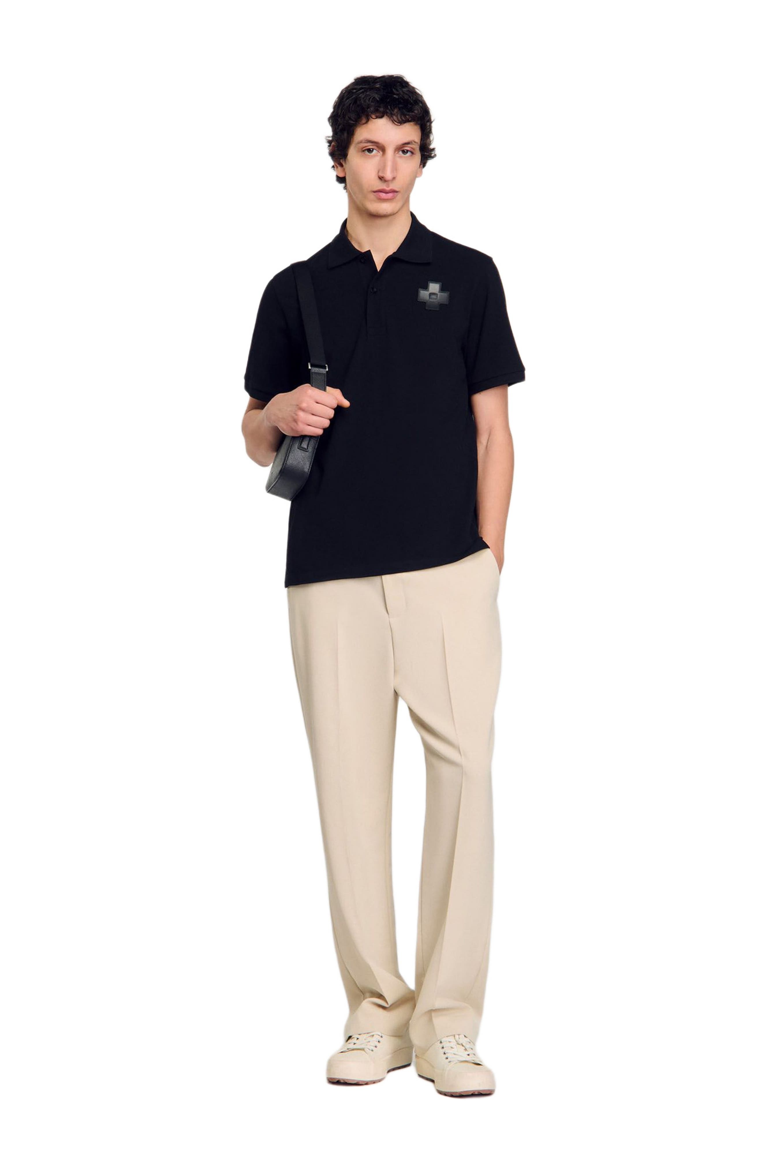 SANDRO Cotton polo shirt in Black at Nordstrom - 6