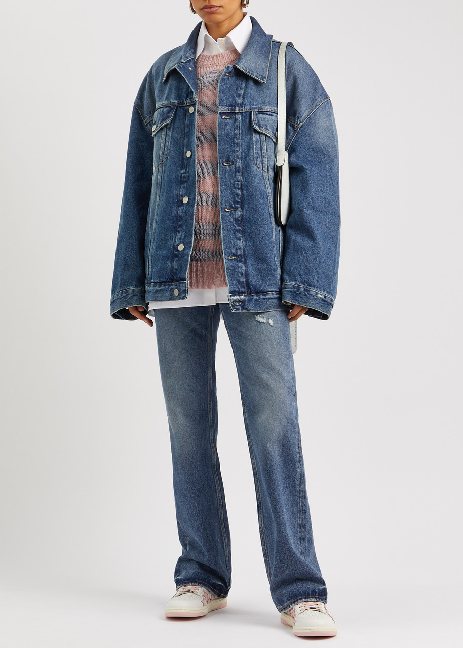Oversized distressed denim jacket - 4