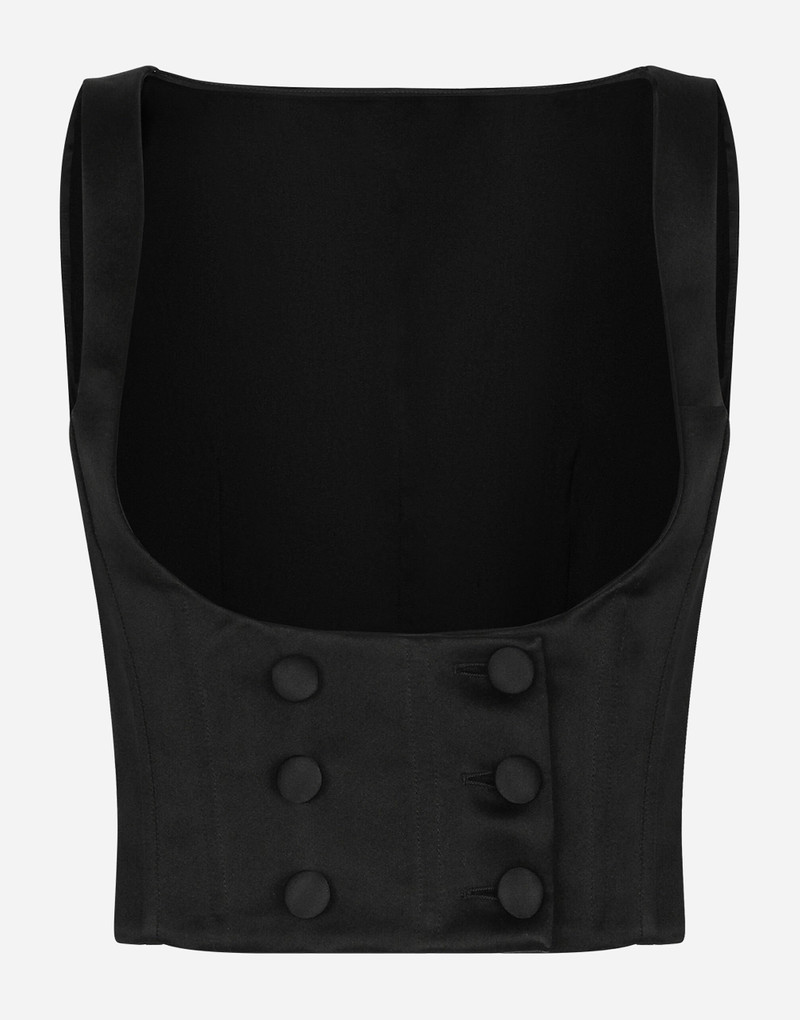 Double-breasted silk duchesse tuxedo jacket - 1