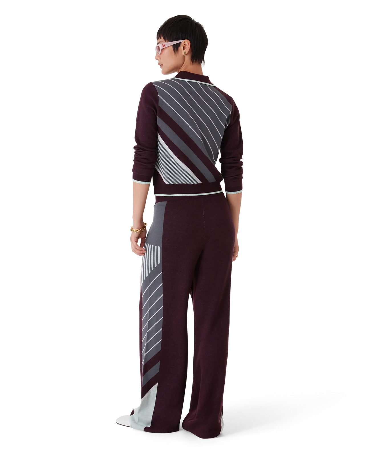 Diagonal Tennis Merino Long Sleeve Polo Shirt | Casablanca Paris - 3