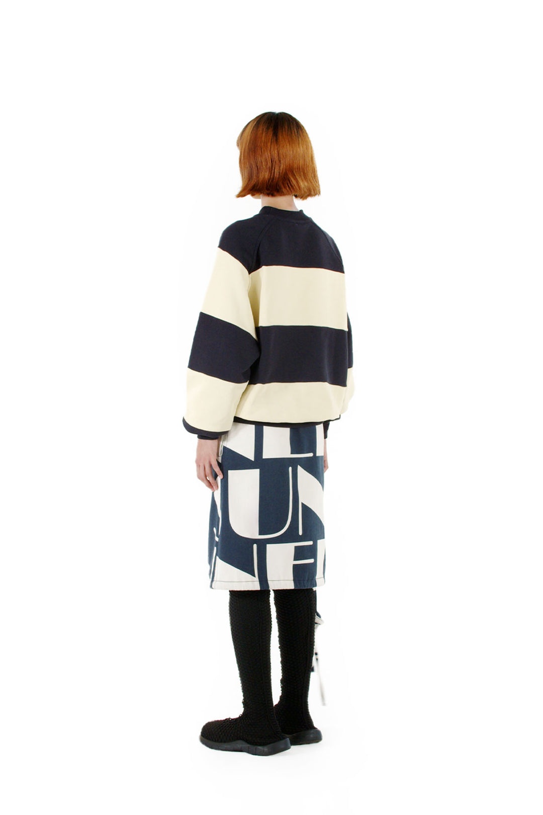 PANEL SWEATSHIRT / beige & midnight blue - 2