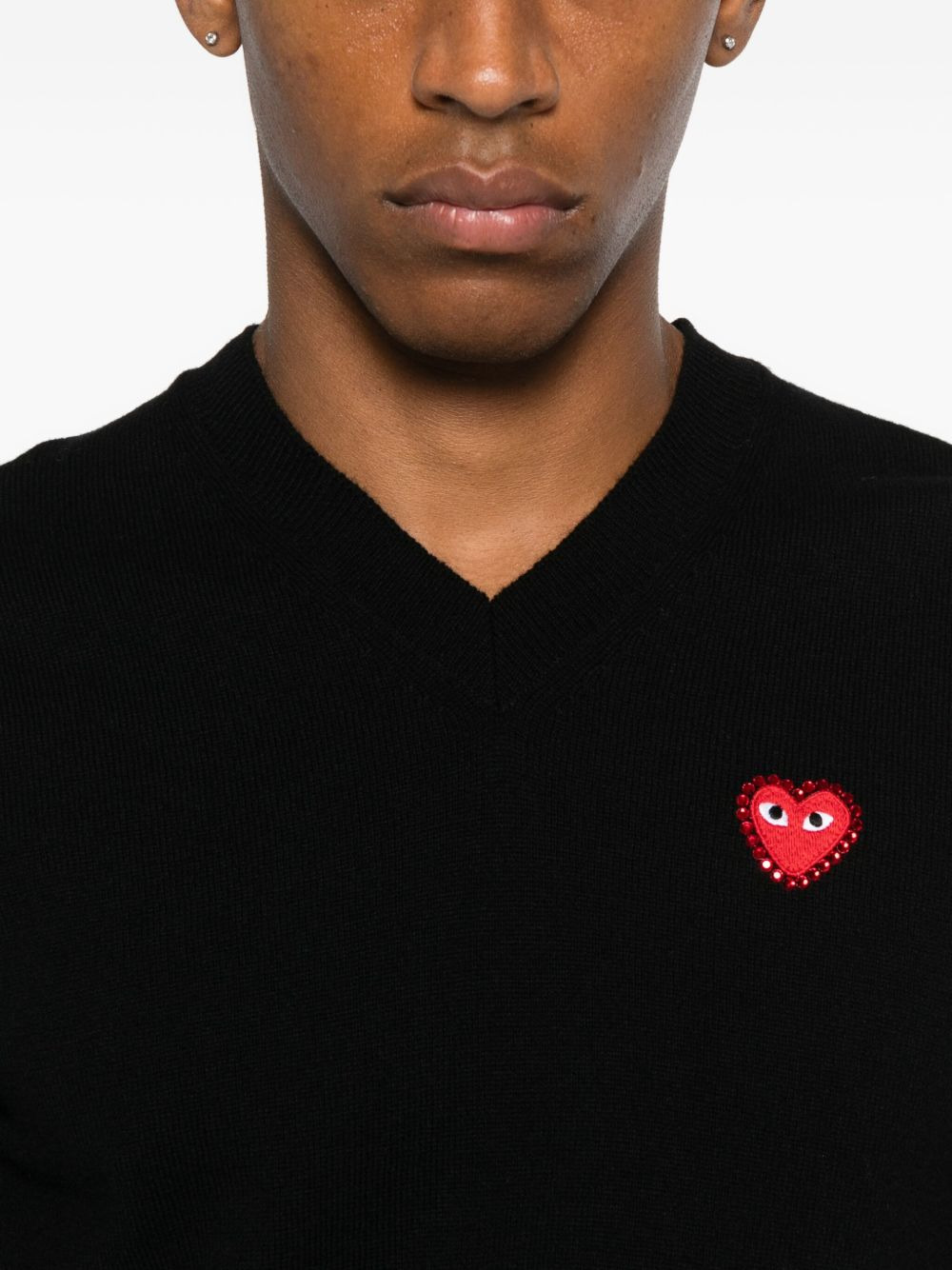 emblem rhinestone-heart sweater - 5