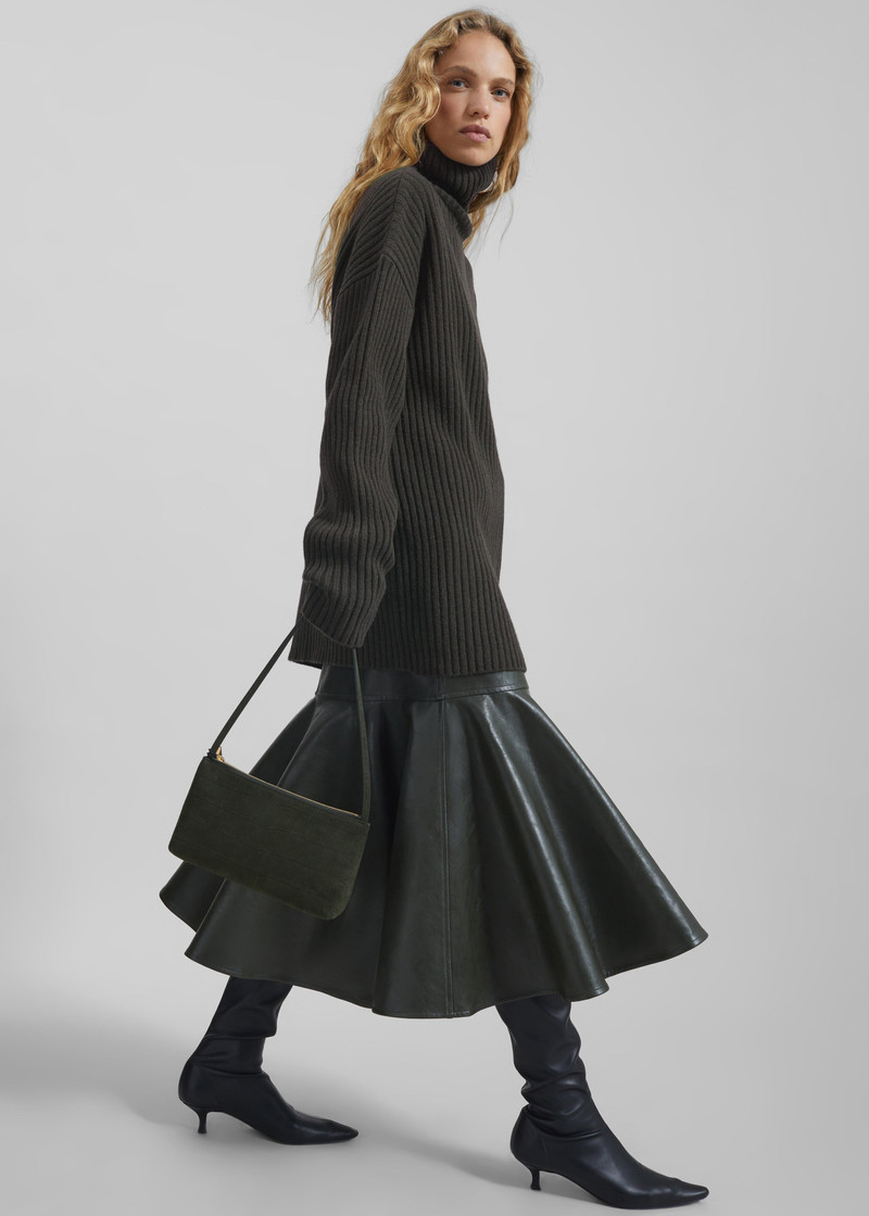 Thelma Ribbed Sweater Dress - Khaki 6