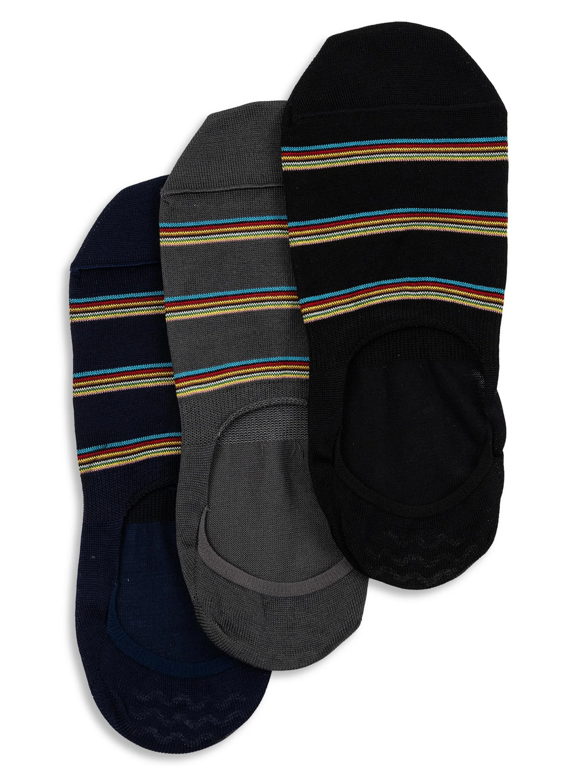 Men's 3-Pack Striped No Show Socks Set - Multi - 1