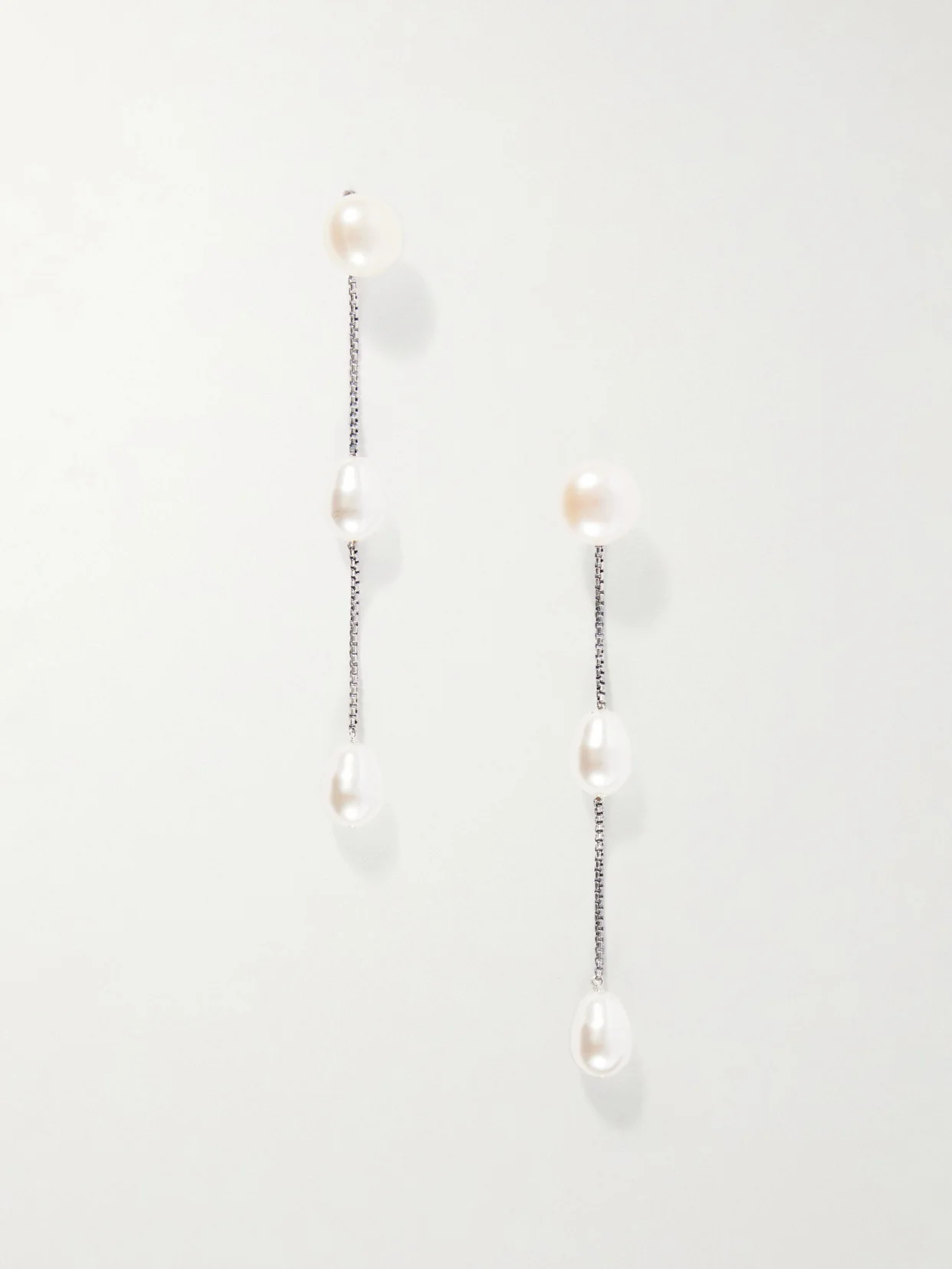 Sterling Silver And Pearl Earrings - 1