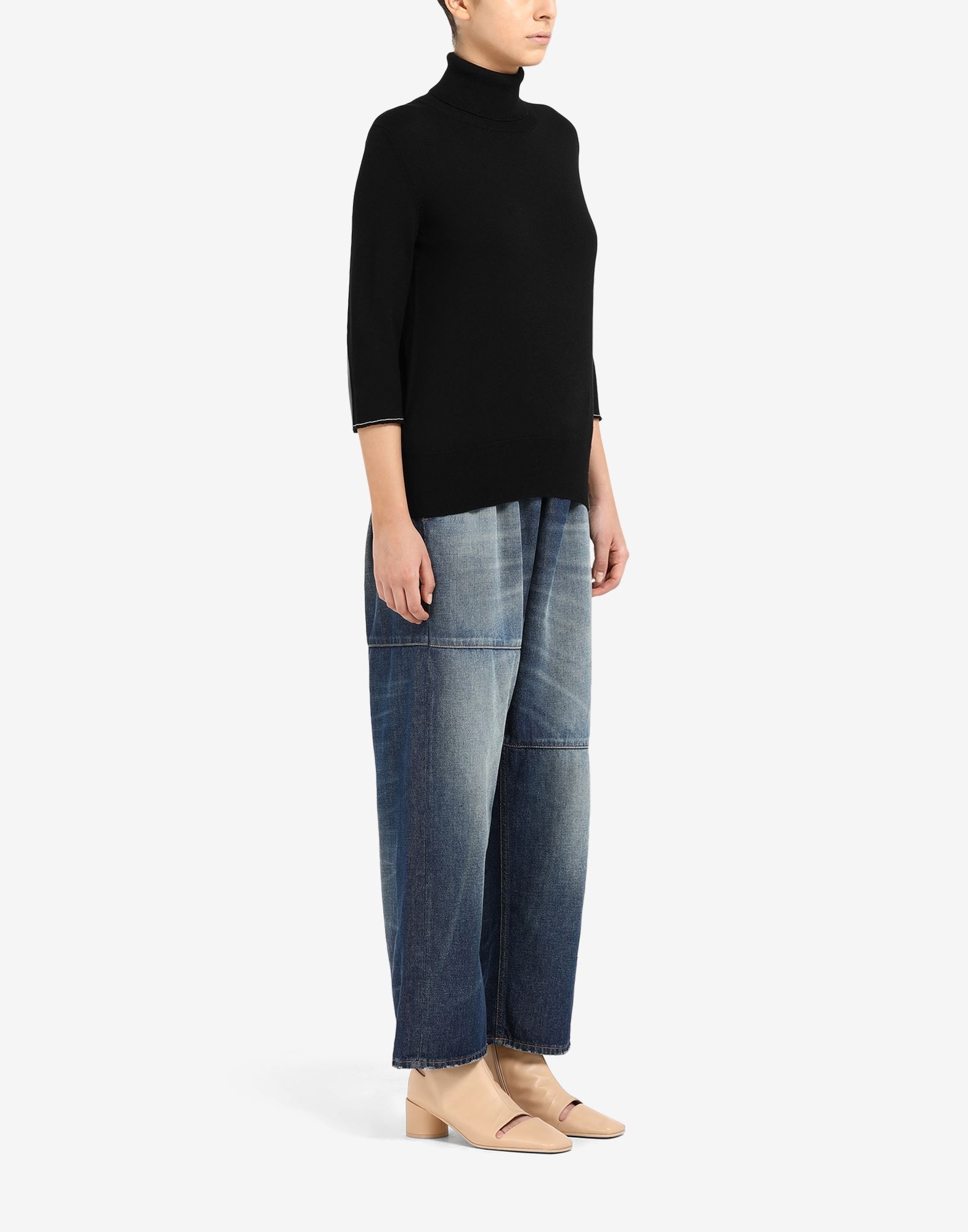 Cropped elbow patch sweater - 3