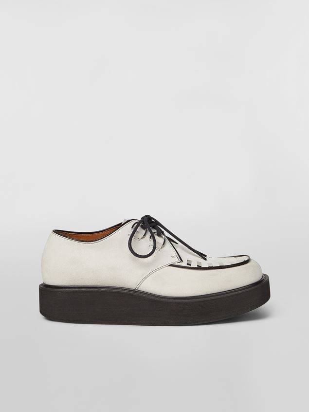 WHITE CALFSKIN LACE-UP - 1
