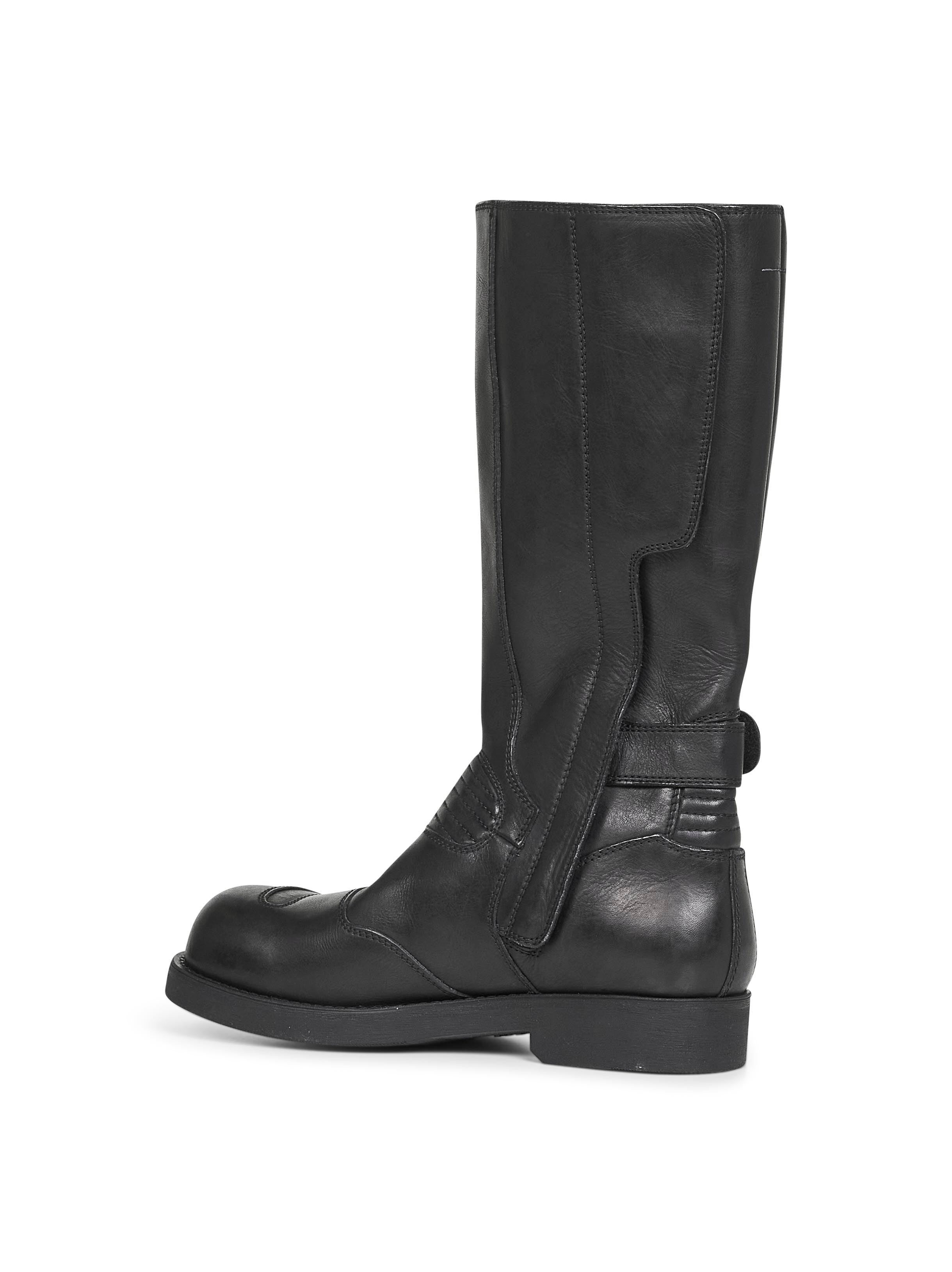 Black calf leather biker boots - 3
