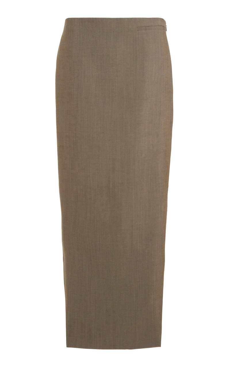 Wool-Mohair Kick Midi Skirt neutral - 1