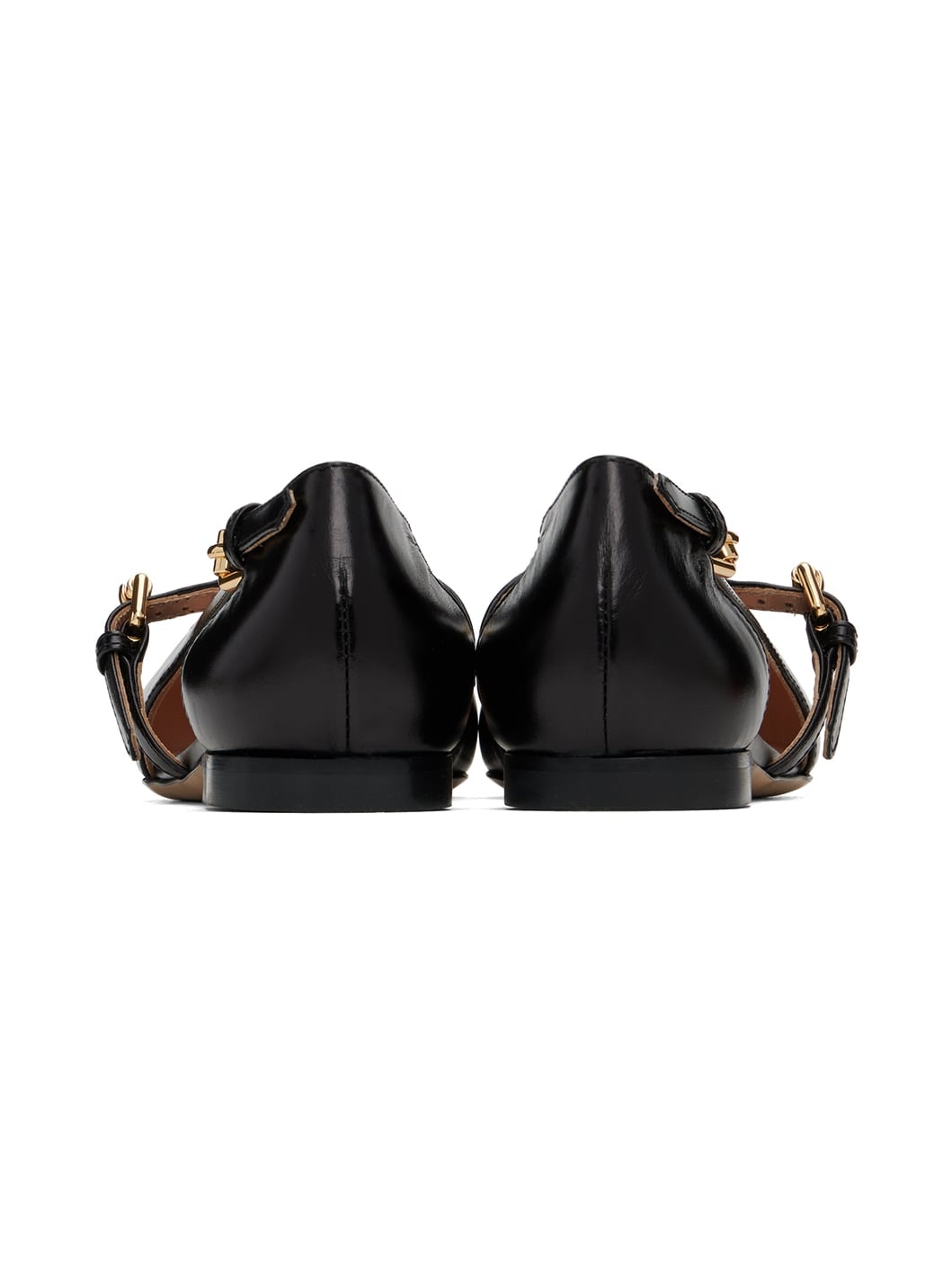 Black Logo Lettering Ballerina Flats - 2