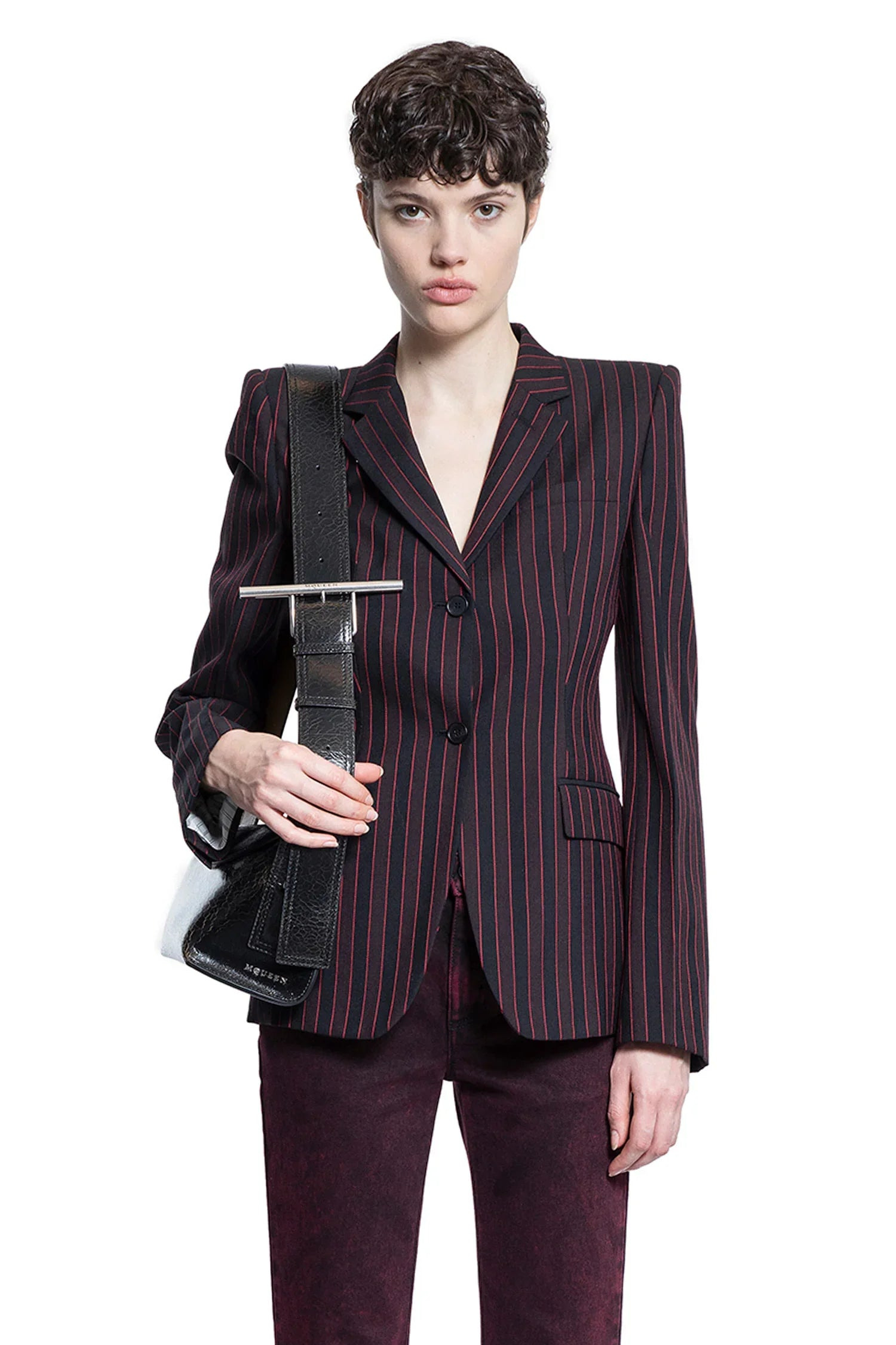 Pinstripe-Single-Breasted-Blazer - 5
