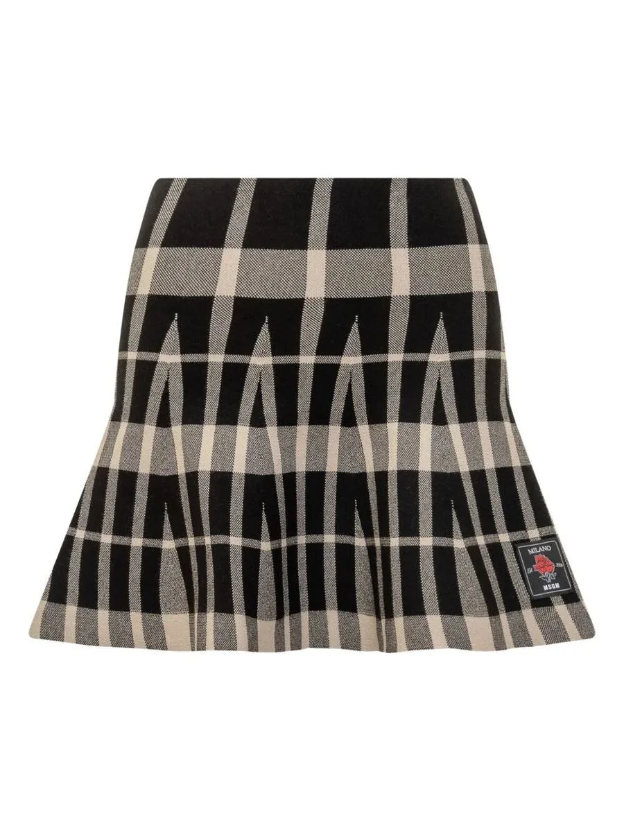 Msgm Checked Pleated Mini Skirt Clothing - 1