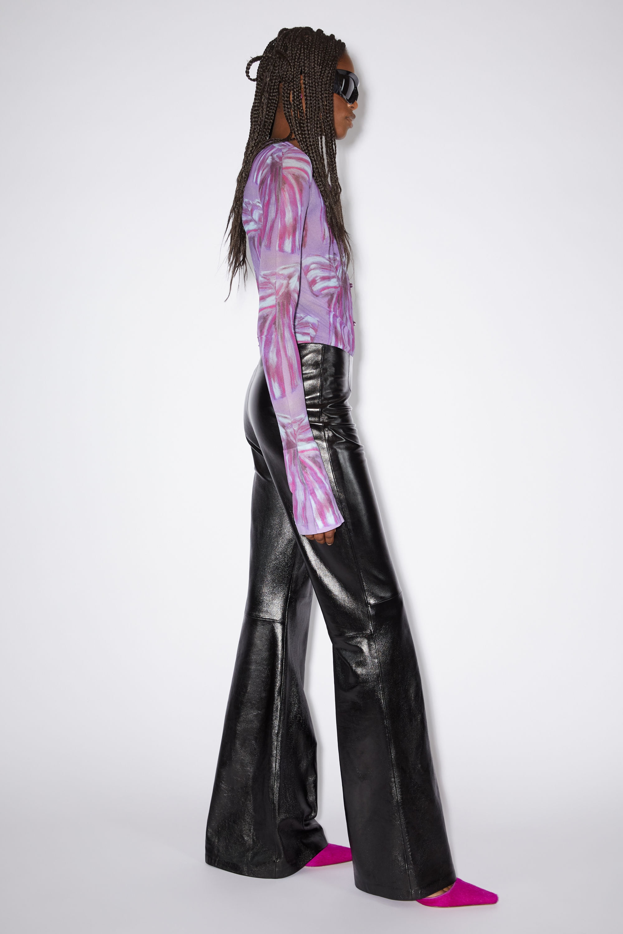 Flared leather trousers - Black - 4